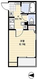 コンフィア目黒本町 1Kの間取図画像