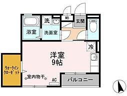 サニーヒルズ立花 ワンルームの間取図画像