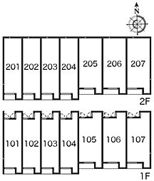 レオネクストすこやか 2階1Kの間取り