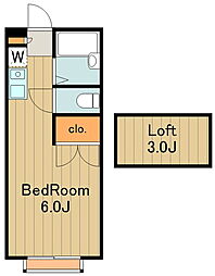 京王相模原線 南大沢駅 徒歩24分の賃貸アパート 2階1Kの間取り