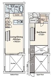 カスタリア初台2 1階1LDKの間取り