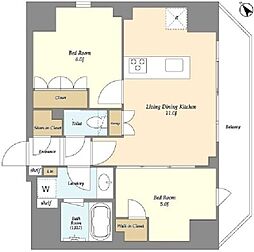 ルジェンテ・バリュ上野根岸 9階2LDKの間取り