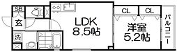ワンライフ私市 1LDKの間取図画像