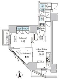 ルジュール神田須田町 8階2LDKの間取り