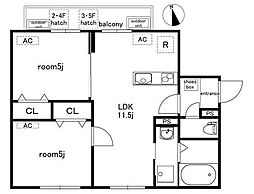 Lares East 2階2LDKの間取り