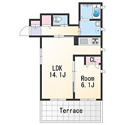 シャーメゾン黒田 1LDKの間取図画像