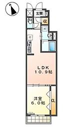 エクセレントタワー 1LDKの間取図画像