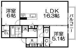 T-residence楠葉 2LDKの間取図画像