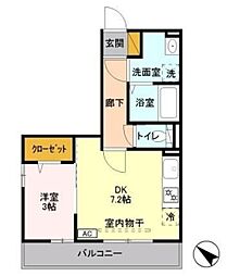 ソラーレ 1DKの間取図画像