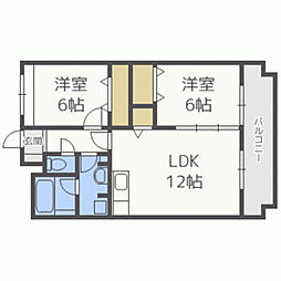 HILLSWALK-K 2LDKの間取図画像