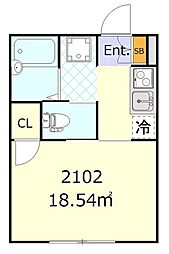 東急目黒線 西小山駅 徒歩8分の賃貸アパート 1階1Kの間取り