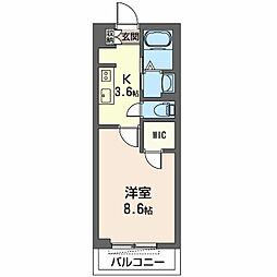 Ｃｅｄａｒ Ｗｏｏｄ 2階1Kの間取り