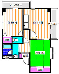 パティオ 2DKの間取図画像