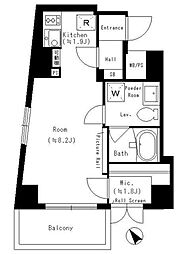 レジディア恵比寿 ワンルームの間取図画像