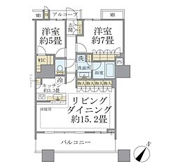 ブリリアマーレ有明 2LDKの間取図画像