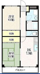 ビューシャトル 2DKの間取図画像