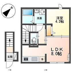 (仮称)吹田市新芦屋新築アパート 1LDKの間取図画像
