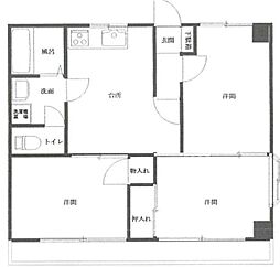 キャッスルマンション所沢 2階3LDKの間取り
