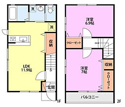 リッツコートB 2LDKの間取図画像