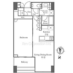 白金ザ・スカイ東棟 1LDKの間取図画像