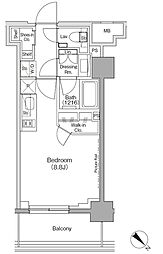 ザ・パークハビオ月島フロント ワンルームの間取図画像