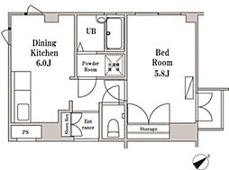 旭泉マンション 1DKの間取図画像