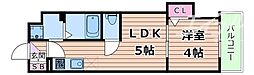 AXIA M-City大阪瑞光 1LDKの間取図画像