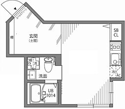 サクラシンマチU 1階ワンルームの間取り