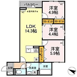 アヴァンス江戸川 3LDKの間取図画像
