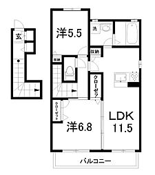 シャーメゾンラディア 2LDKの間取図画像