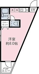 ラルクアンデエス ワンルームの間取図画像