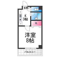 アネックス2号館 1Kの間取図画像