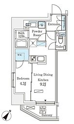 パークアクシス赤坂 1LDKの間取図画像