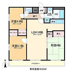 シティハイム八広はなみずき 2階3LDKの間取り