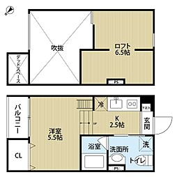 JR東海道・山陽本線 鷹取駅 徒歩12分の賃貸アパート 1階1Kの間取り