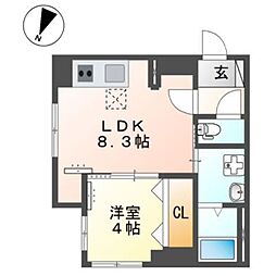 アコード・Ｋ 1階1LDKの間取り
