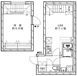 Coeurblanc戸越公園 1LDKの間取図画像