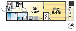 サムティ三宮レガニールファミリー棟 1DKの間取図画像