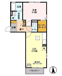 セジュールウィット氷川 1階1LDKの間取り