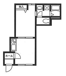 エルミタージュ 1DKの間取図画像