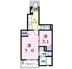 プライムコート芝西 1SKの間取図画像