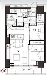 ルネッサンスタワー上野池之端 2LDKの間取図画像