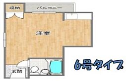 帝塚山ハイツ ワンルームの間取図画像