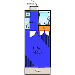 京急本線 梅屋敷駅 徒歩5分の賃貸マンション 4階1Kの間取り