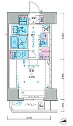 ジェノヴィア上野3スカイガーデン 1Kの間取図画像