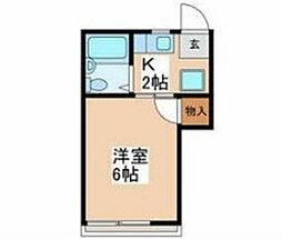N・FLAT 2階1Kの間取り