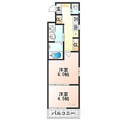 アドバンス京都リエートI 3階1LDKの間取り