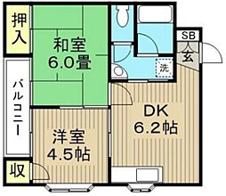 メゾン伊藤 2DKの間取図画像