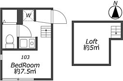 十六コート ワンルームの間取図画像