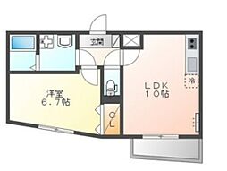 京急空港線 穴守稲荷駅 徒歩25分の賃貸マンション 2階1LDKの間取り